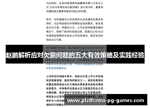 赵鹏解析应对欠薪问题的五大有效策略及实践经验
